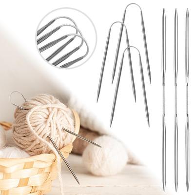 3Pcs/Set Circular Knitting Needles Handmade Weaving Stainless Steel Circular Sewing Pins Crochet Hook