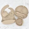 Children's Silicone Feeding Plate Set - Divided Three-Section Baby Plate