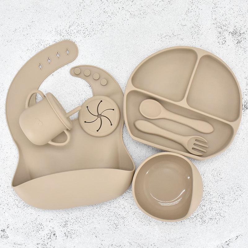 Children's Silicone Feeding Plate Set - Divided Three-Section Baby Plate