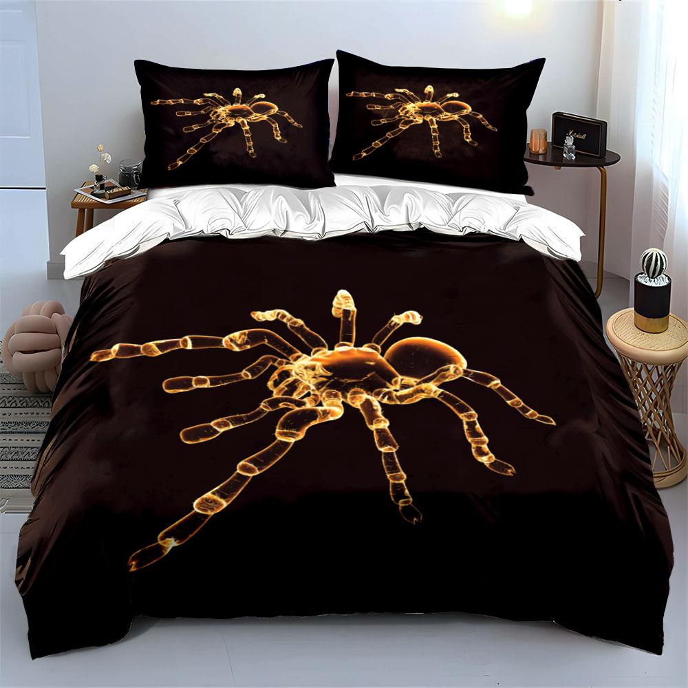 Spinnen-Dekorationsset für Halloween, mehrere Größen, für Kinder- und Schlafzimmer von Erwachsenen, exquisites 3-teiliges Bettwäsche-Set, Geschenk