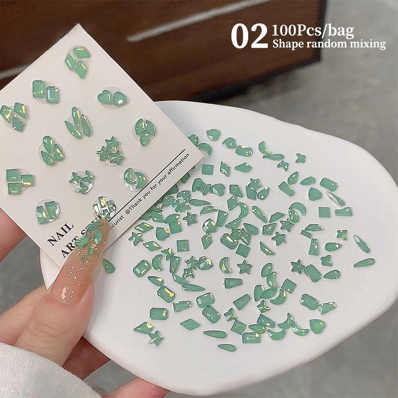 50 ks mini kosočtvercové kamínky na nehty s plochým dnem, AB barva, zdobení nehtů, křišťálové drahokamy, oslnivá manikúra, 3D dekorace na nehty