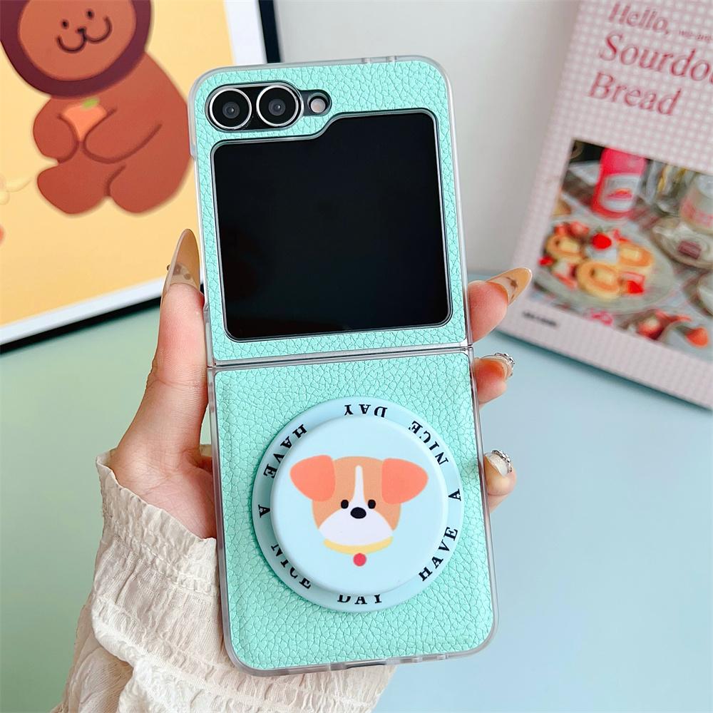 

Magnetic Bracket PU Leather Phone Case for Samsung Galaxy Z Flip 7 6 5 4 Flip7 Flip6 Flip5 Flip4 Clear Edge Protective Cover For Samsung Galaxy Z Flip 5