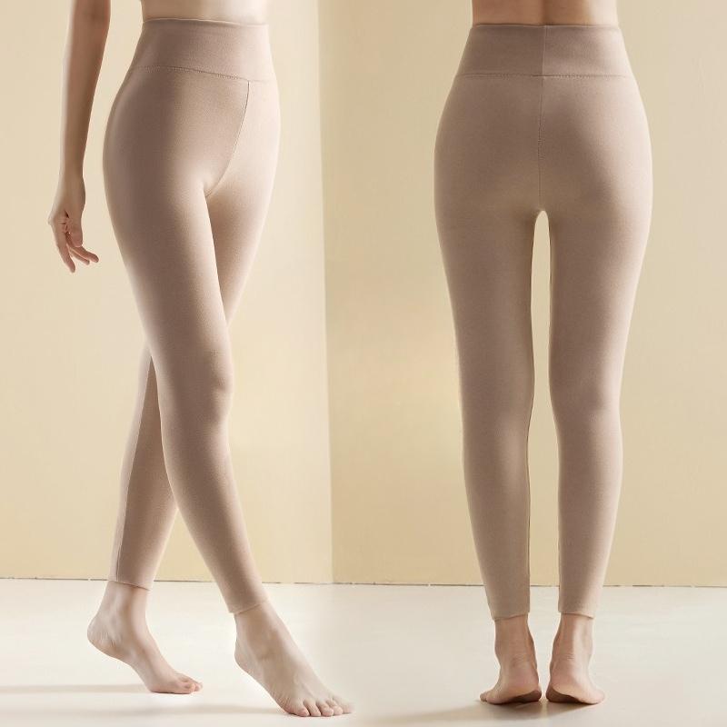 Women's Plus Size High Waist Polar Fleece Seamless Long Johns Inner Wear Winter Fleece Lined Thickened Thermal Pants Cotton Blend Base Layer Leggings