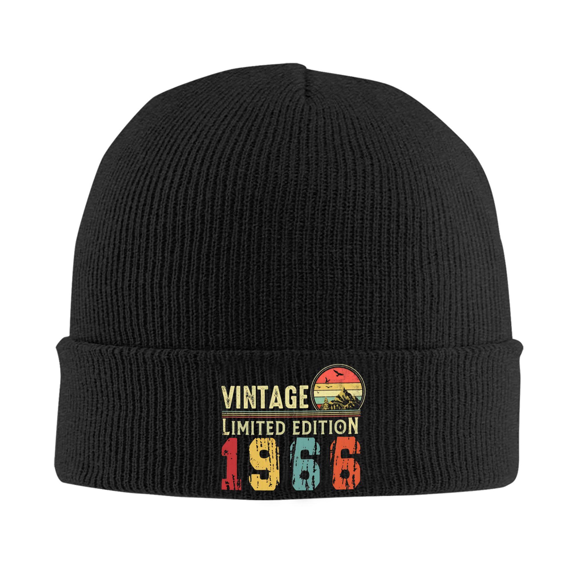 

Women Men Beanie Hat Made In 1966 Birthday Limited Edition Accessories Winter Warm Knitting Skull Cap 60 aged Bonnet Hats One Size