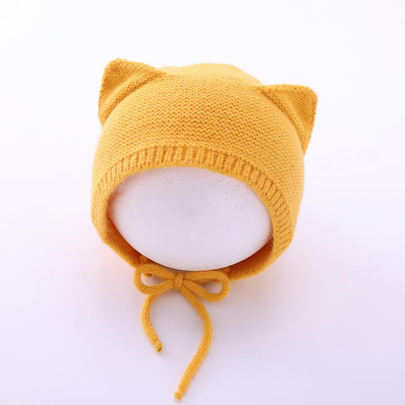 Осенне-зимние детские шапки, детские вязаные шапки, шапки для маленьких месячных детей, шапки для защиты ушей младенцев жёлтый
