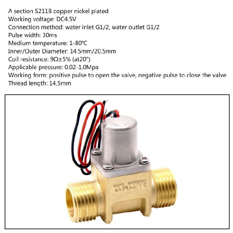 DC 4.5V 1/2" Electric Solenoid for Valve Brass Solenoid for Valve Water Flow
