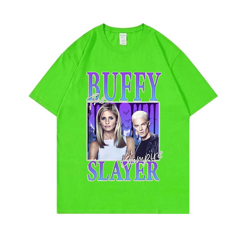 Tv Series Buffy The Vampire Slayer Graphic Tshirt Male Fashion Casual Loose T Shirts Unisex Women Vintage Oversized Ocollar Tees