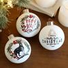 8cm White Glass Ball with Color Print - Christmas Tree Hanging Ornament