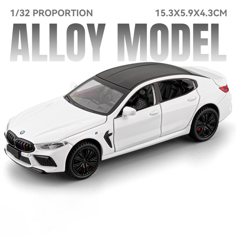 1:32 BMW M8 MANHART MH8 800 Supercar Alloy Metal Diecast Model Car Sound and Light Pull Back Children's Toy Collectible Birthday