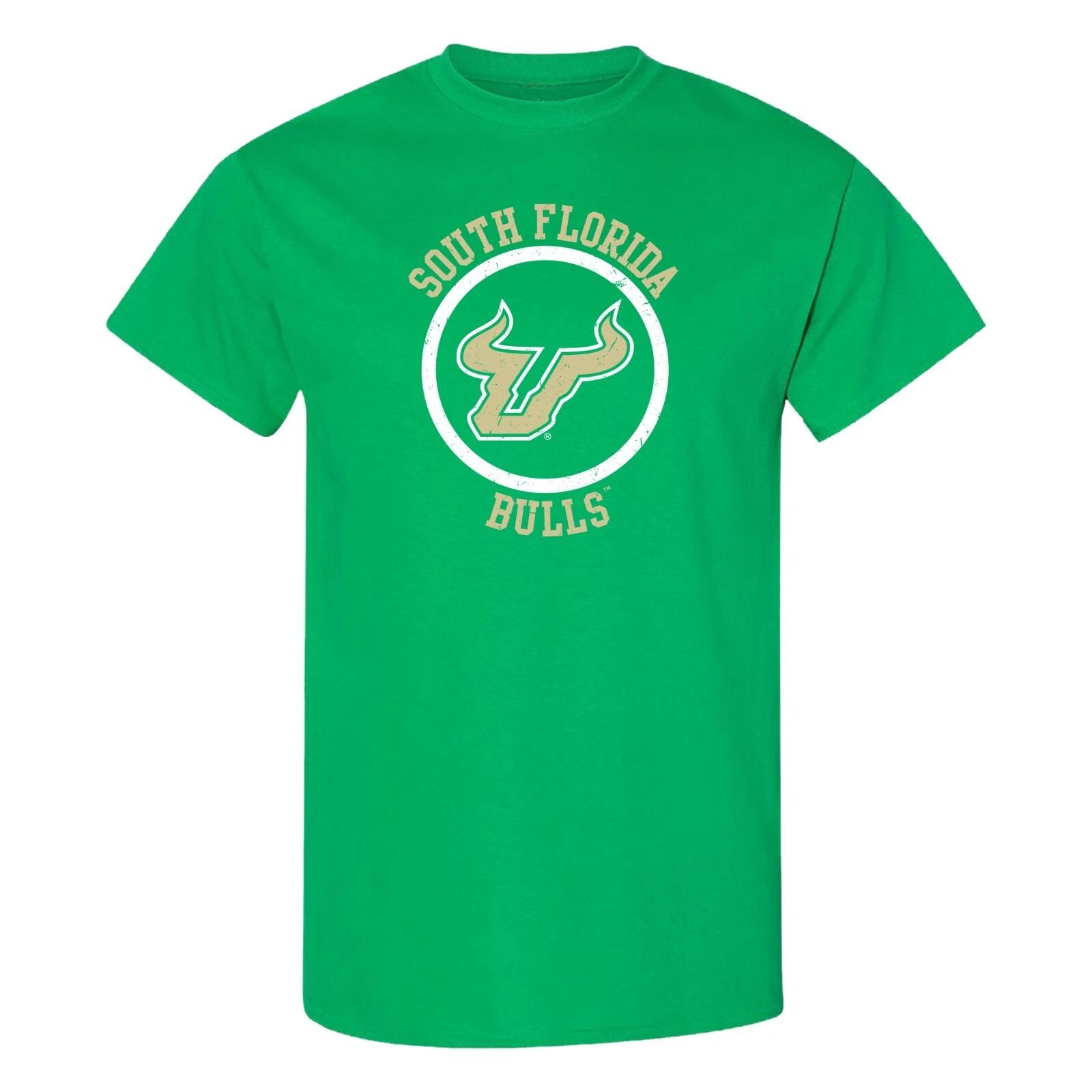 South Florida Bulls Distressed Circle Logo T-Shirt - Irish Green 4XL