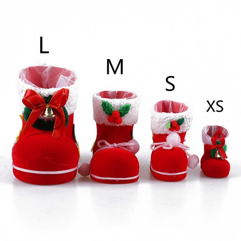 4 velikosti vánoční cukroví boty Santa Claus flockovací boty Punčochy Dekorativní cukroví dárková krabička