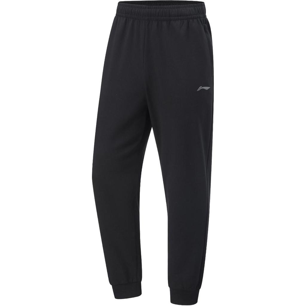 Li Ning Fitness Series Solid Color Comfortable Quick-Dry Knitted Sports Pants Men Bottoms Black AKLU147-1