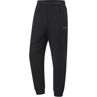 Li Ning Fitness Series Solid Color Comfortable Quick-Dry Knitted Sports Pants Men Bottoms Black AKLU147-1