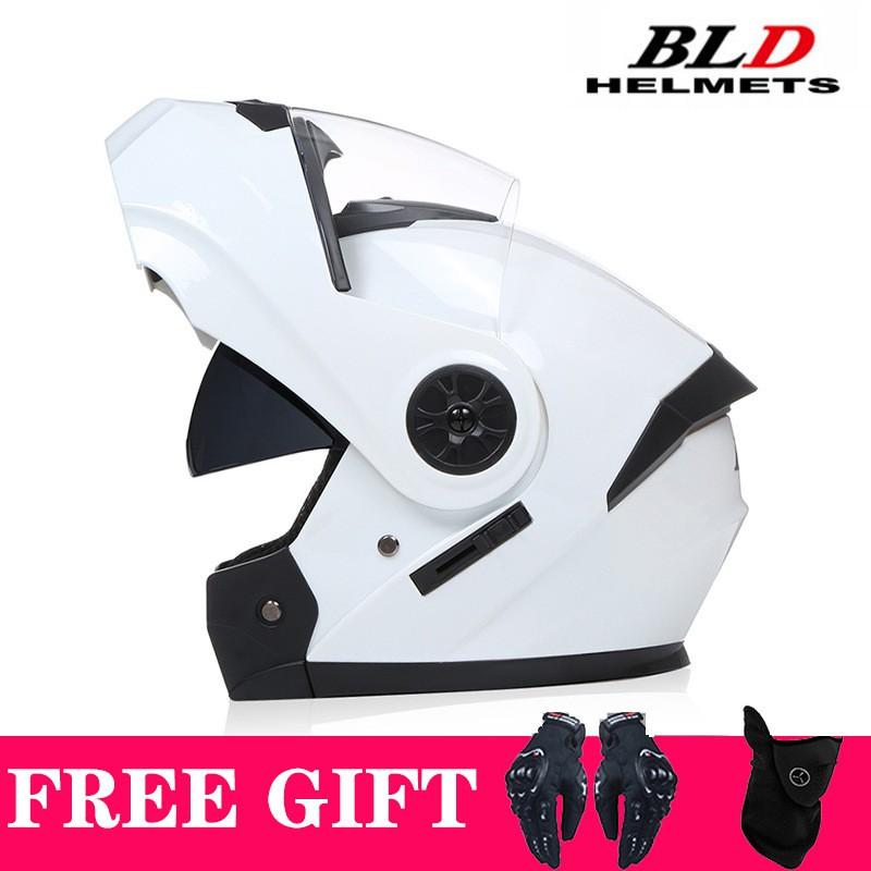 Full Face Motorcycle Helmet With Dual Visors Flip-Up Design Scooter E-Bike Riders
