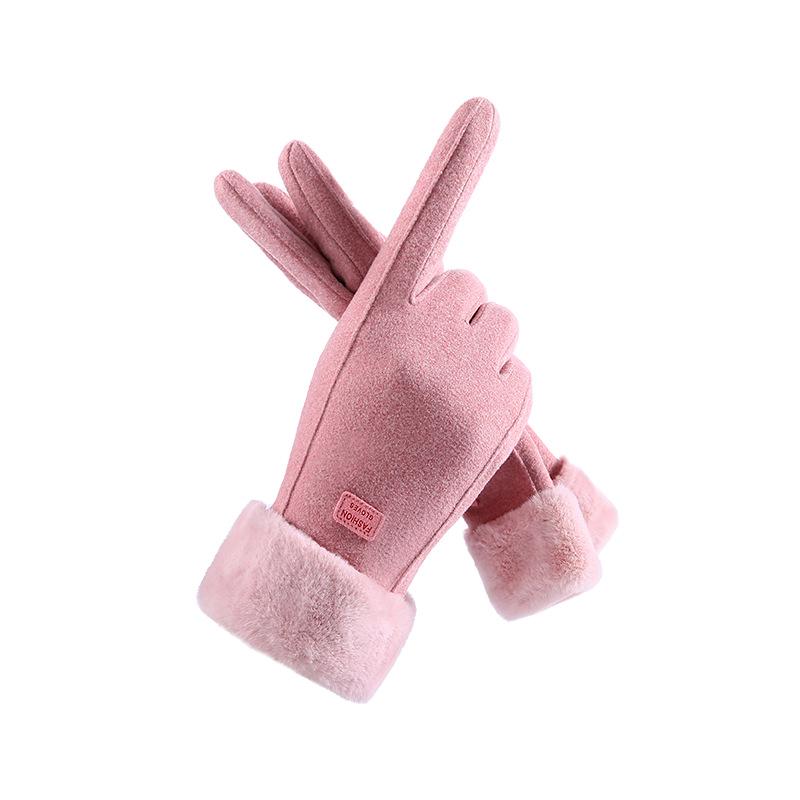 Damskie zimowe rękawice rowerowe śnieżne: Wiatroodporne, Kompatybilne z ekranami dotykowymi, Dwuwarstwowe, Pluszowe i Pogrubione dla ciepła.