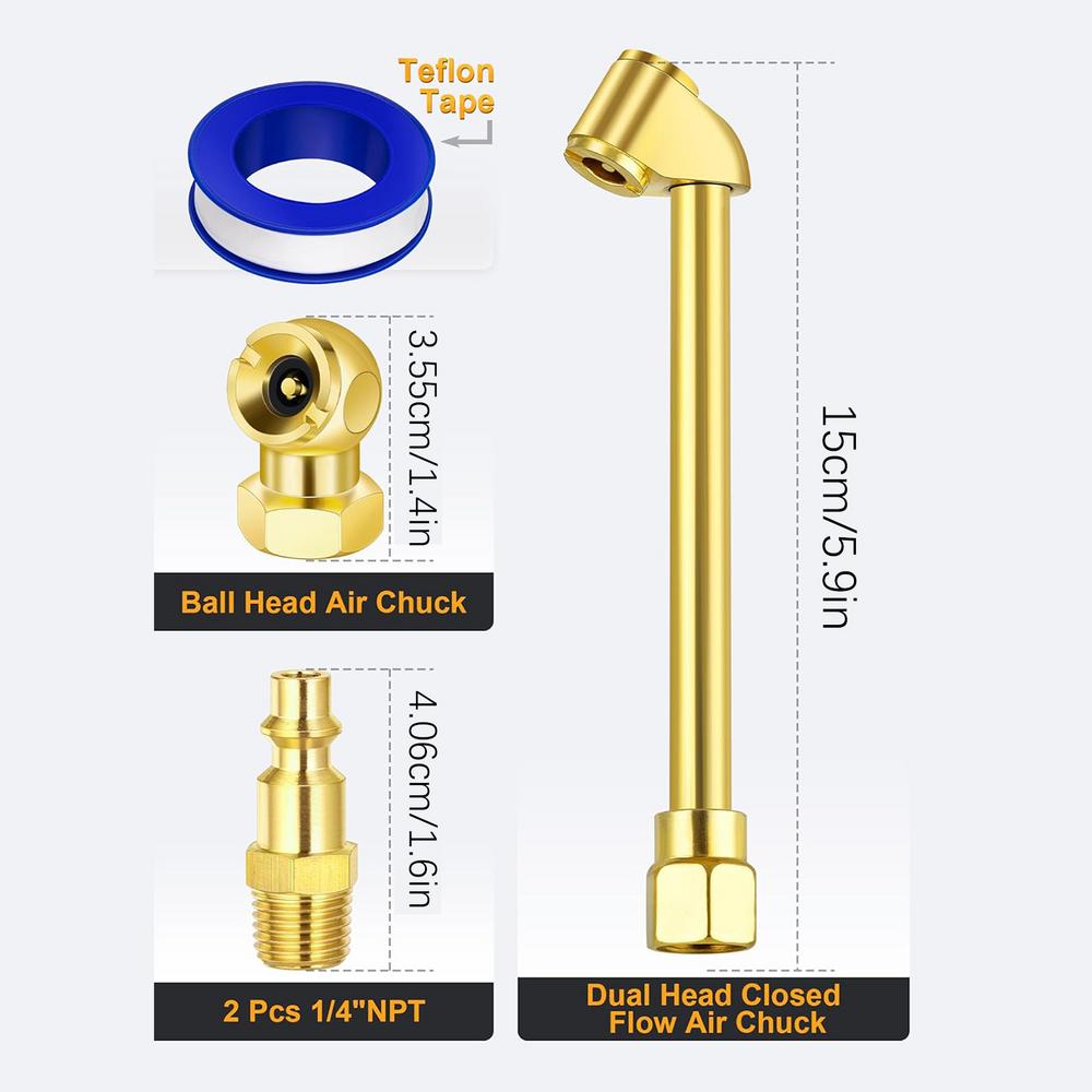 

Air Chucks For Tires High Strength Air Chuck Set Air Chuck Fittings Practical Tire Inflator Chuck Closed Ball Air Chuck For Cars