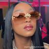 Cross-set diamond sunglasses men's high-end sense frameless trimmed lace wood grain legs sunglasses women's fashion street glasses