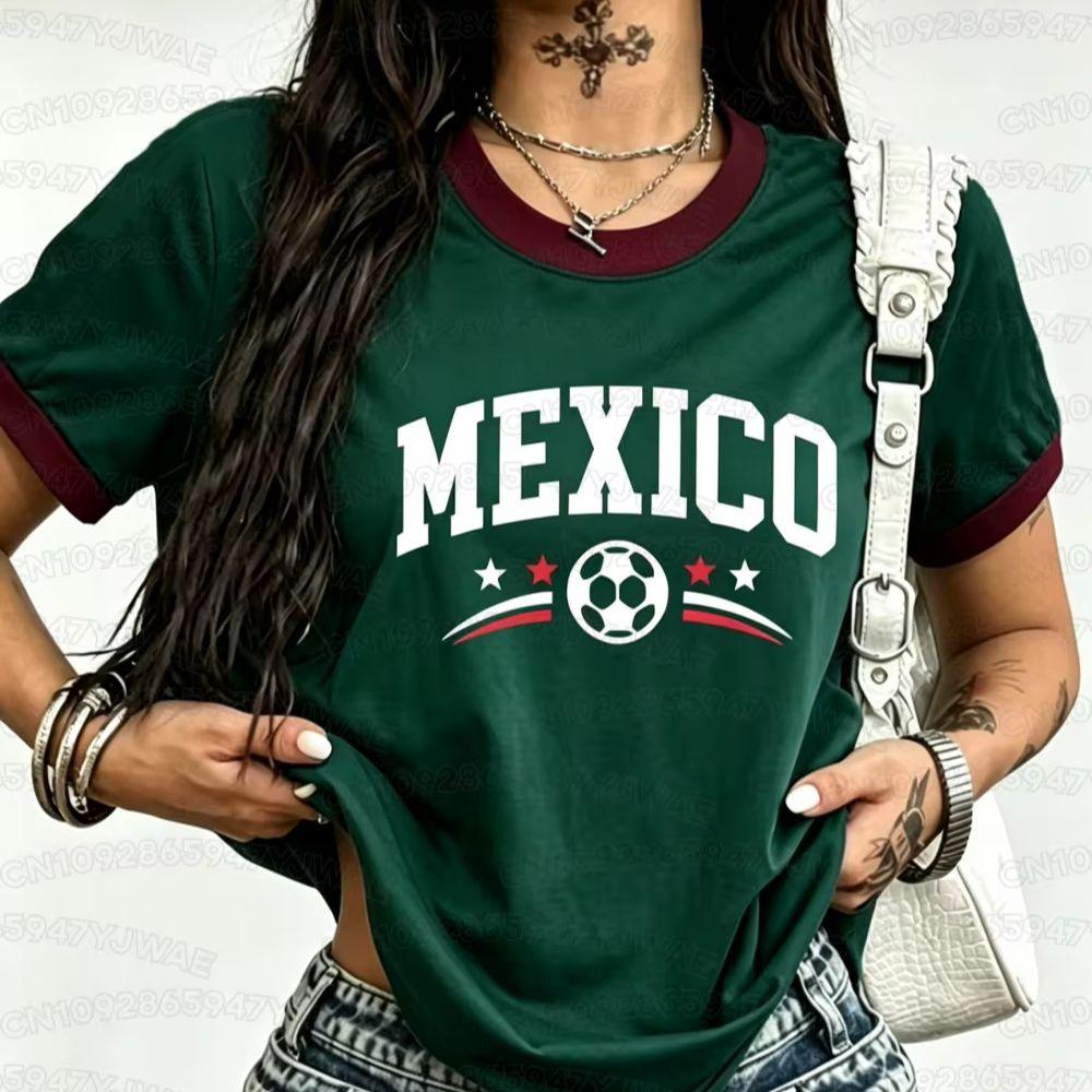 Summer Women's Men's Mexico Print Round Neck Short Sleeve T-Shirt Graphic Tee Jerseys Plus Size Sport Casual T-Shirt