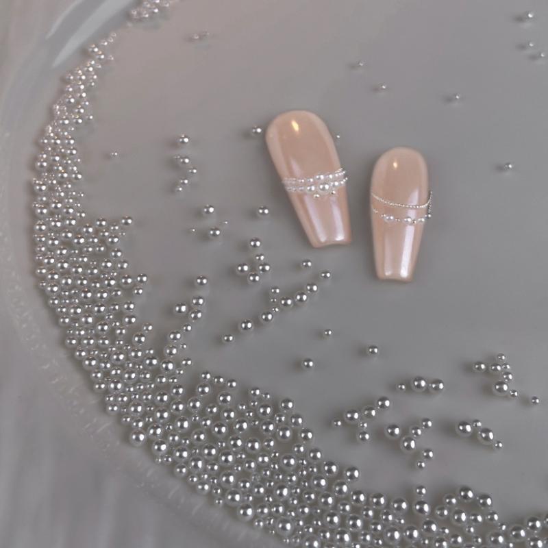 300-5000Pcs/Bag Pearls Pure White Nail Beads Round 1-6Mm Mixed Size High Brightness Pearls For Diy Manicure Decor