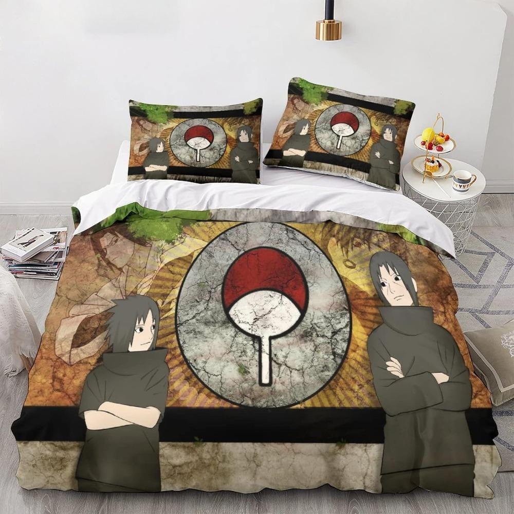 

Аниме Наруто Микрофибра Постельные комплекты, Детский подарок на день рождения с молнией Декор комнаты для подростков взрослый 3-предметный пододеяльник 90x200cm