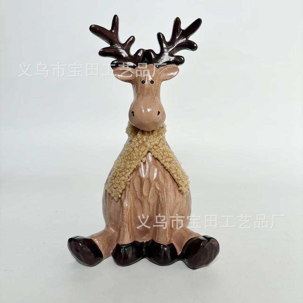 Nordic creative fun sitting elk living room desktop home decoration Christmas resin handicraft ornament