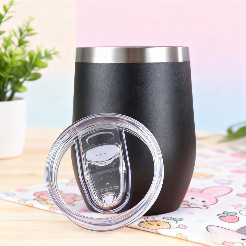 12oz Kalíšek na víno ve tvaru vaječné skořápky Nerezový termohrnek Domácí Dvoustěnný Vakuově izolovaný Hrnky na kávu ve tvaru U Cestovní hrnky