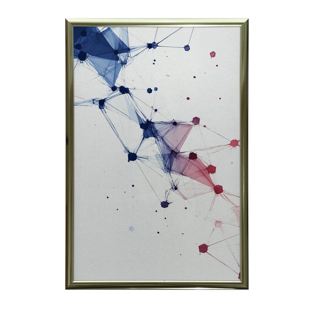 Geometria Połączeń Geometria Połączeń, 40X50 Cm, Rama Aluminiowa Złota, Papier Matowy 230 Gsm