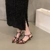 Fashion Women Fashion Sandals Thin Low Heels Pointed Open Toe Ankle Strap Dress Shoes Solid Color Summer Ladies Thin Low Heels Sandals