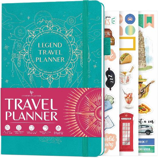 Legend Travel Planner – Vacation Itinerary Organizer for Solo Travel & Couples – Travelling Journal for Women & Men – Traveling Log with