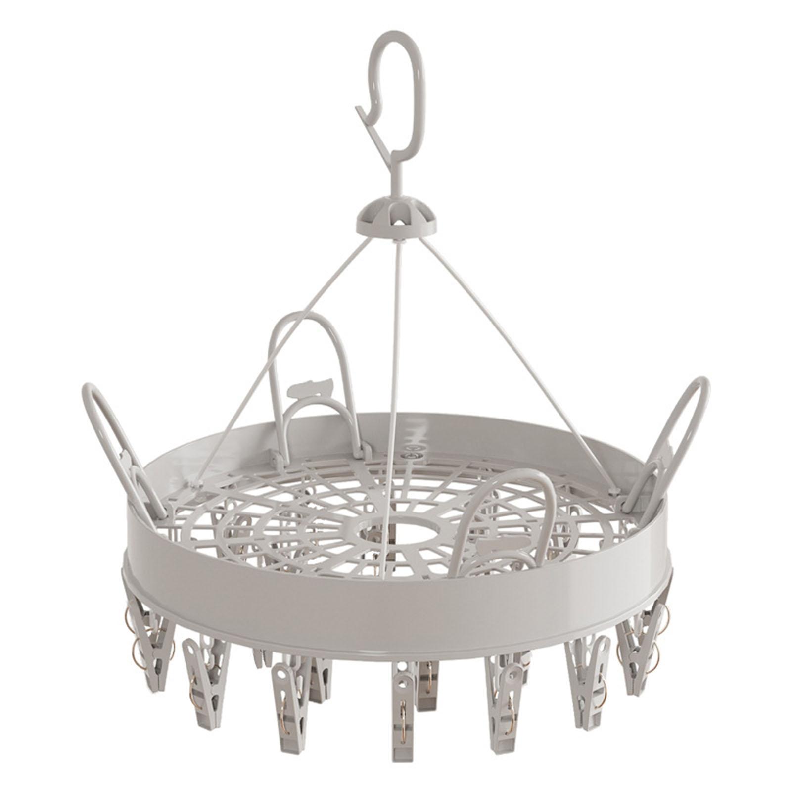 

Складная вешалка с зажимами, сушилка, многофункциональная вешалка для носков, для сушки носков, полотенец, нижнего белья, детской одежды Round 24 Clips 32.5x32.5x33cm белый