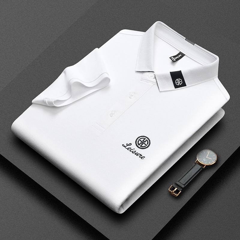 Trend Hub Ny High-end Herre Kortarmet T-skjorte Brodert Krage Poloskjorte Pluss Størrelse Paul Tynn Topp for Menn