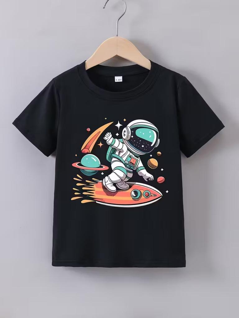 Jungen Kinder Kleidung Stylisch Cartoon Weltraum Astronaut Grafik T-Shirts Jungen Mädchen Sommer Kurzarm Outdoor Kleidung für Kinder