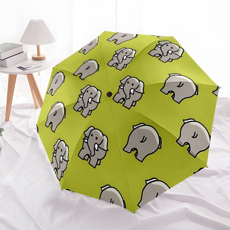 1 Stück Elefantenmuster Automatischer Niedlicher Regenschirm 8-Rippen-Design Kompaktes Getriebe für Outdoor-Reisen, Perfektes Urlaubsgeschenk yy251230071
