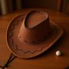 Men's and Women's Wide-Brimmed Western Cowboy Hat - Suede Shade Hat for Sun Protection, Ideal Xinjiang Gift