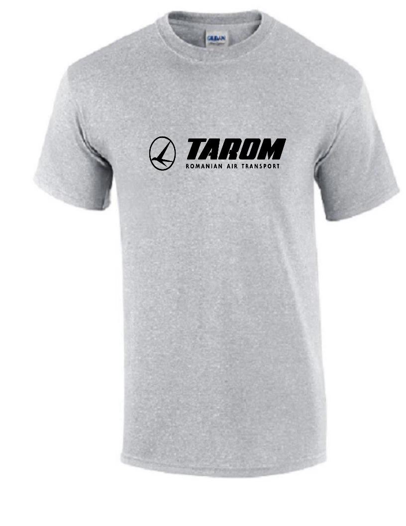 

Tarom Black Logo Tee Shirt Romanian Transport Airline Cotton Sport Gray T-Shirt 4XL