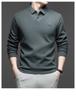 Men's Middle-Aged & Elderly Business Casual Faux Two-Piece Sweater - Warm, Velvet-Enhanced Knit Base Layer with Lapel