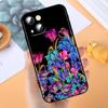 Kolorowe Liście Kwiatów Do Apple iPhone 11 12 13 Max Mini 7 8 X XR XS Pro Plus Czarny luksusowy Silikonowy Miękki Pokrowiec na Telefon