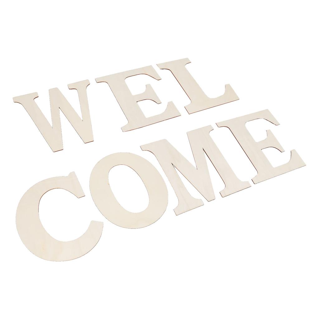 7PCS Welcome Sign Plywood 2mm Thickness Unpainted Welcome Decorative Letters for Wedding Party