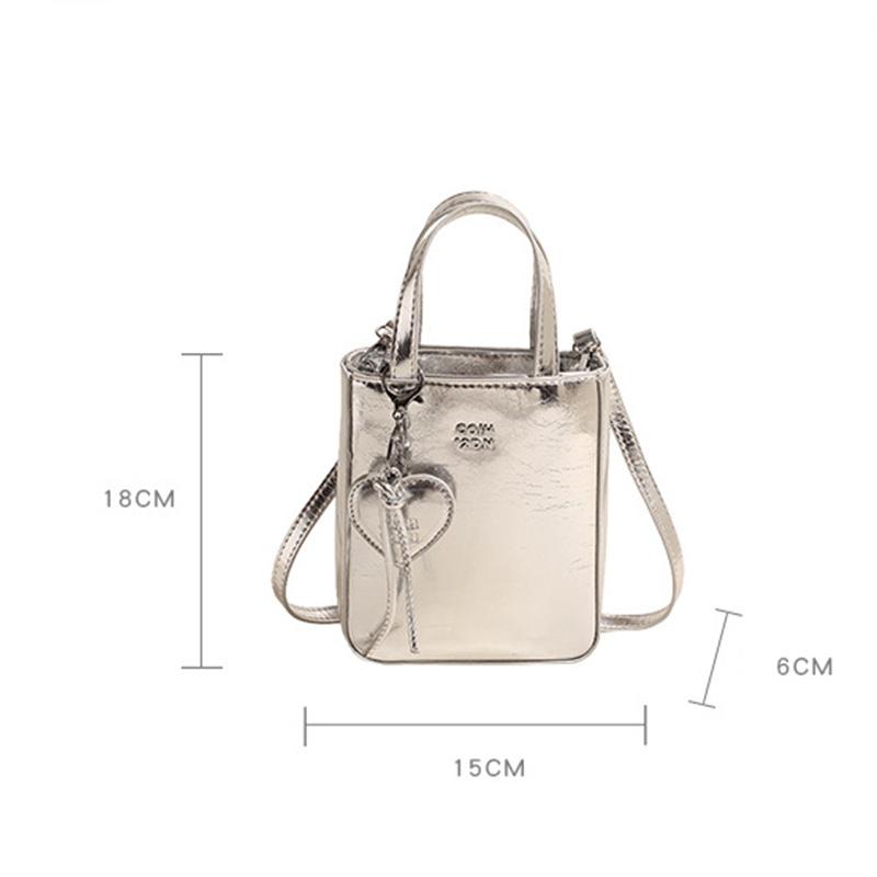 Bolso de hombro de piel sintética a la moda, minibolso bandolera plateado, bolso cuadrado pequeño de alta calidad para mujer.