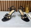 Heel Femmes Sexy Talons Clairs Sandales Pantoufles Dames Croix Sangle Boucle Chaussures