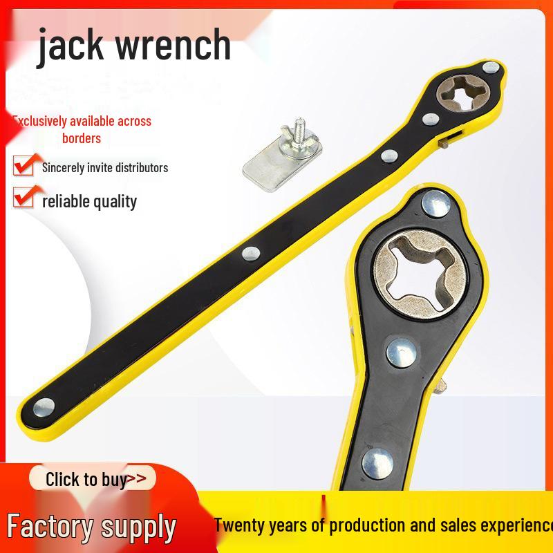 Effort-Saving Car Jack Wrench for Onboard Use - Scissor Type Ratchet Hand Crank Tire Tool
