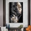 African woman canvas poster gold foil mask jewelry decorative painting living room wall painting for modern home decor painting