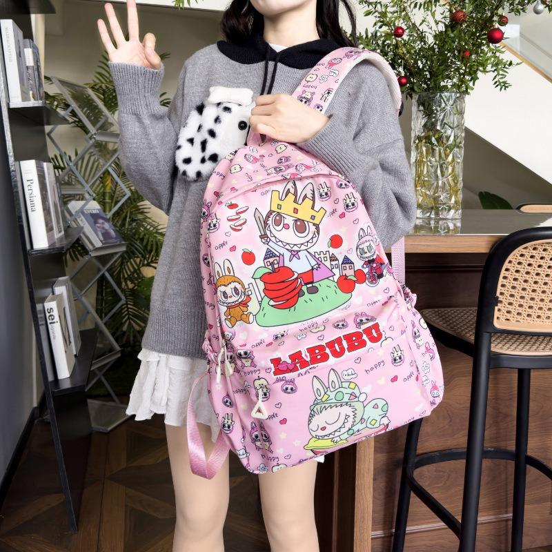 Labubu Children's School Bag New Cartoon Cute Backpack Printed Primary School Students Lightweight Backpack