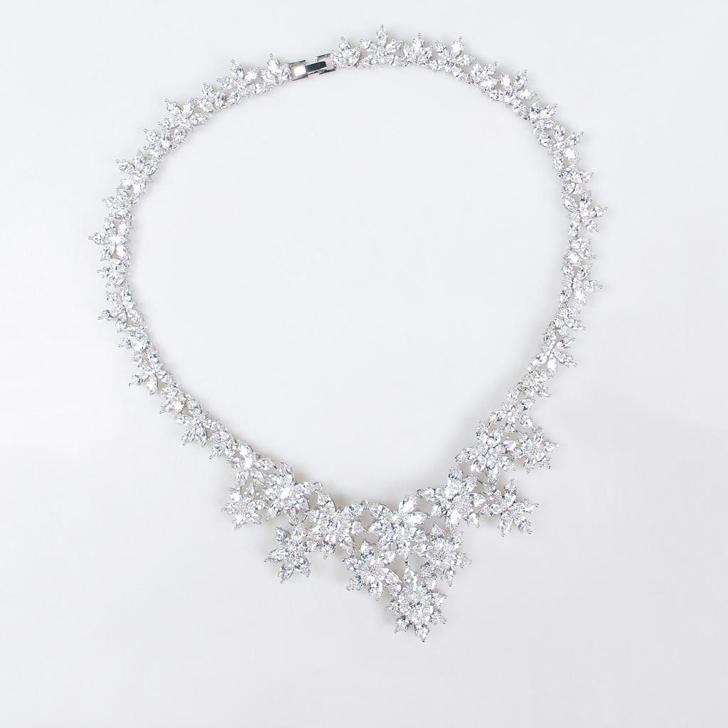 Luxury Christmas Zircon Flower Vine Necklace & Earring Set