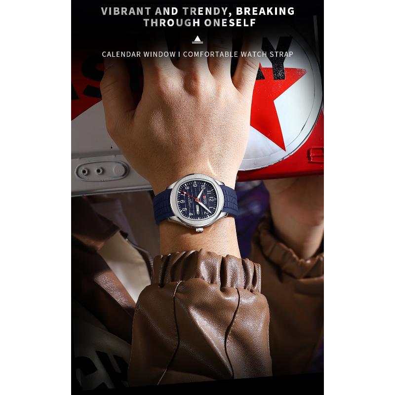 OFNS Fashion Herrenuhr 50M Wasserdicht Luxuriös Leuchtend Datum Woche Multifunktion Business Quarz Armbanduhr