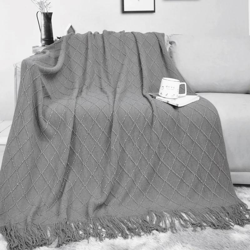 130x230cm Blankets Sofa Throw Blanket with Tassels Knitted Thread Blanket for Sofa Winter Warm Nordic Soft Towel Bed Tapestry