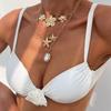 Starfish Pearl Necklace Set Conch Scallop Flat Snake Chain Necklace Set