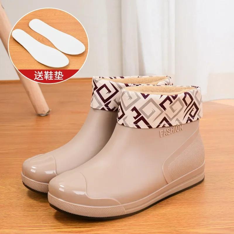 

Женские непромокаемые сапоги, короткие нескользящие утолщенные водные сапоги, теплые бахилы, удобные износостойкие ботинки, 2024 г. 40