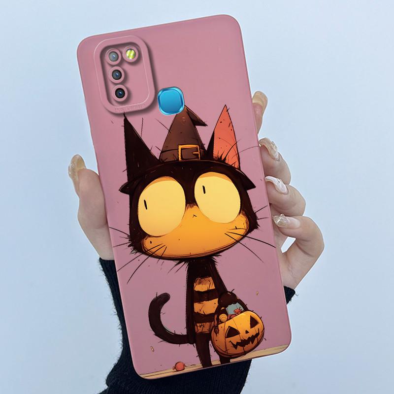 For Infinix Hot 10 Lite Smart 5 Hot 11 G37 10S 10T 10i Case Lovely Cartoon Cat Liquid Silicone Soft Shockproof Back Cover Capa