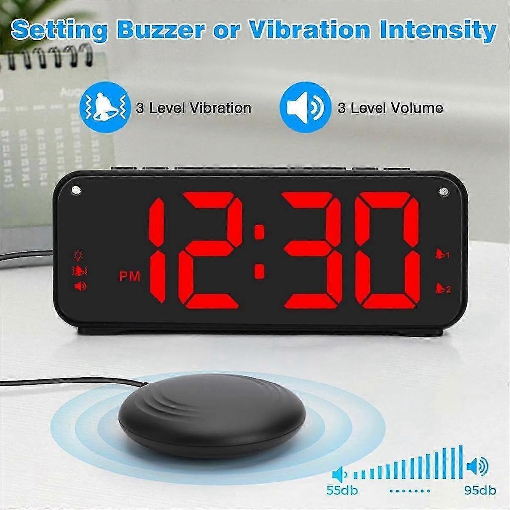 Extra Loud Alarm Clock with Bed Shaker for Heavy Sleepers, 6.5" Large Display